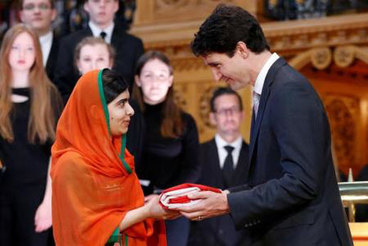 ملاله تحصل على الجنسية الفخرية في كندا وتثني على ترحيبها باللاجئين