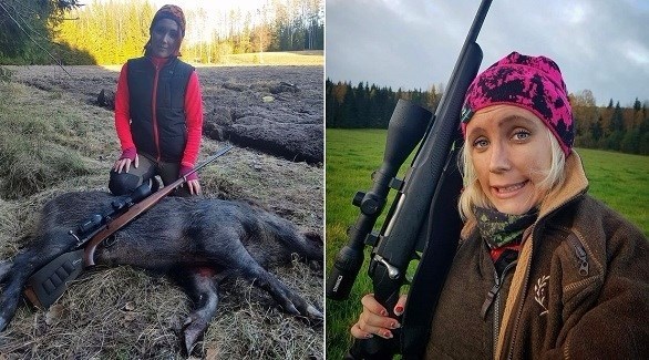 امرأة سويدية تقتل الحيوانات المتوحشة بقصد التسلية