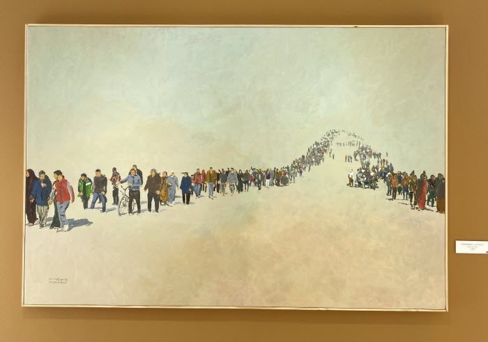 فنان فلسطيني يرسم بلوحاته عالماً حالماً لسكان «غزة» في معرض «1030+»