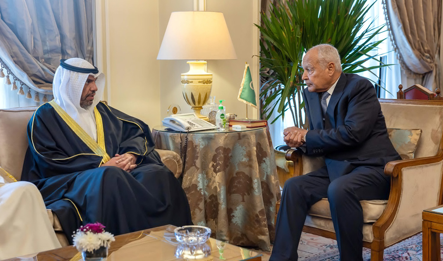  وزير الخارجية يبحث مع أمين عام جامعة الدول العربية دعم وتعزيز العمل العربي المشترك