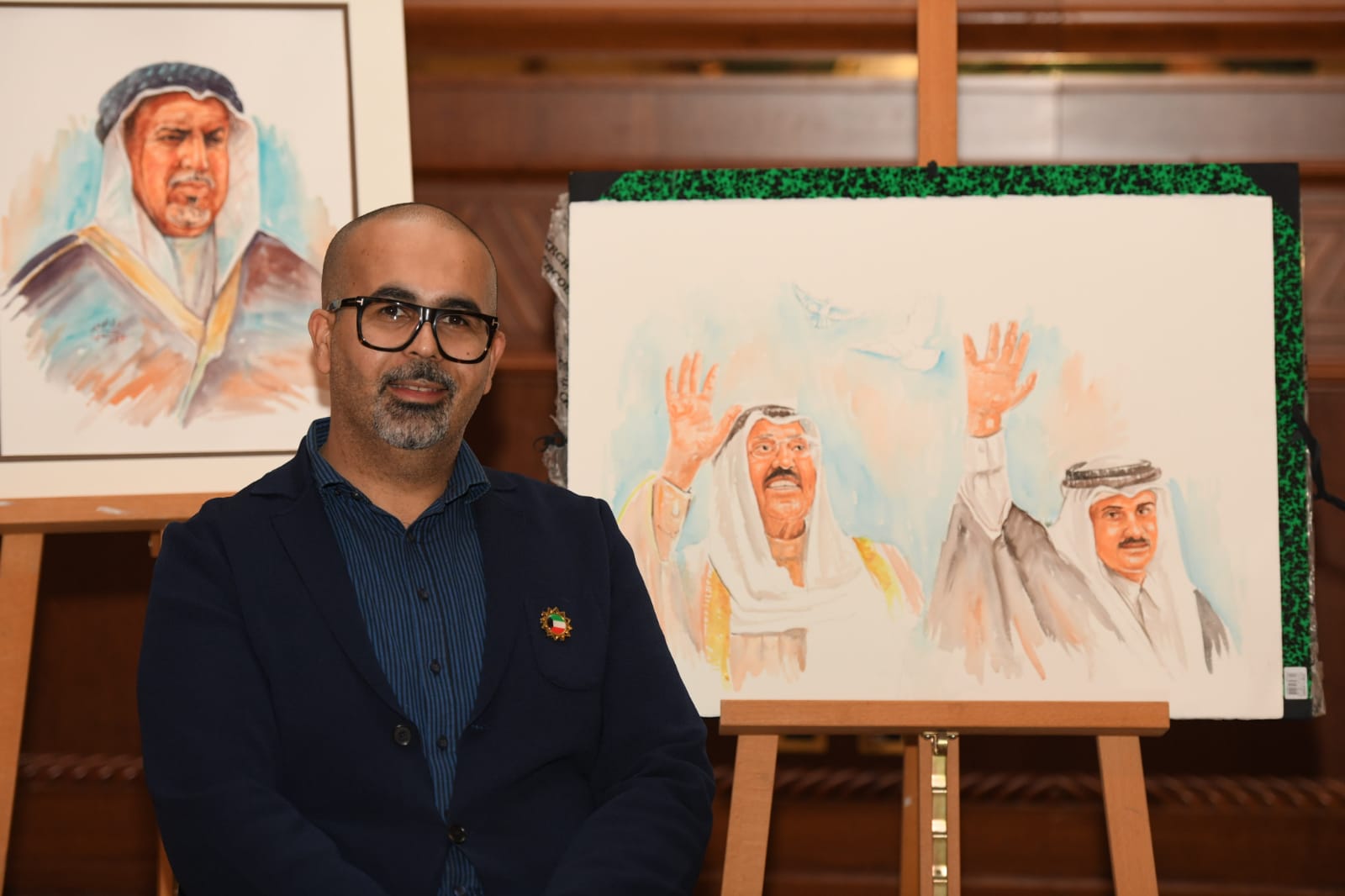 لوحات فنية لحكام الكويت وقطر تزين حفل سفارة الكويت لدى قطر 