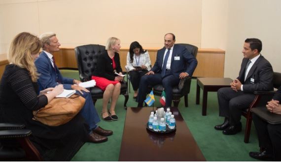 الشيخ صباح الخالد يلتقي وزيرة خارجية السويد على هامش اعمال الأمم المتحدة  