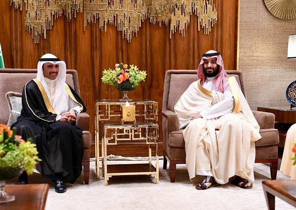 ولي العهد السعودي يستقبل الرئيس الغانم والوفد البرلماني المرافق