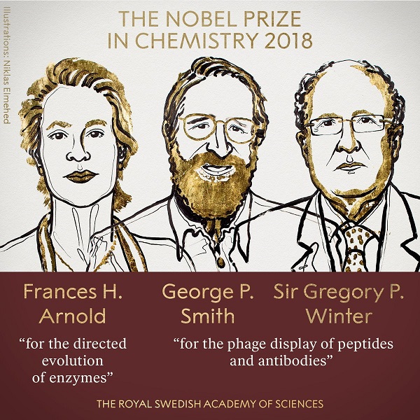  فوز فرانسيس أرنولد وجورج سميث وجريجوري وينتر بجائزة نوبل في الكيمياء