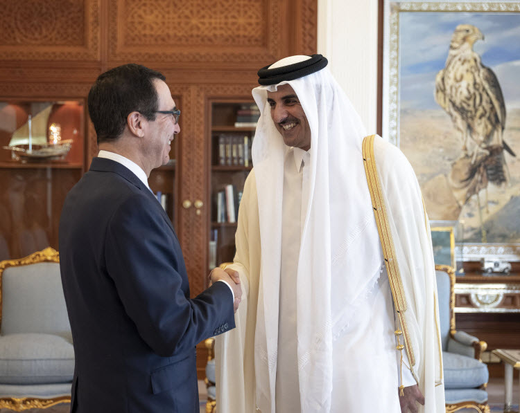 أمير قطر يبحث مع وزير الخزانة الامريكي جهود مكافحة "الارهاب"