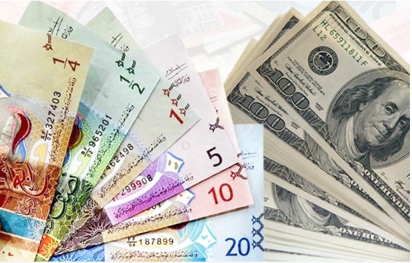  الدولار الأمريكي ينخفض أمام الدينار الى 0.303 واليورو يرتفع إلى 0.333 